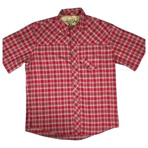 Cabela's Men's M Plaid Short Sleeve Button Up Shirt Outdoor Fishing Hunting